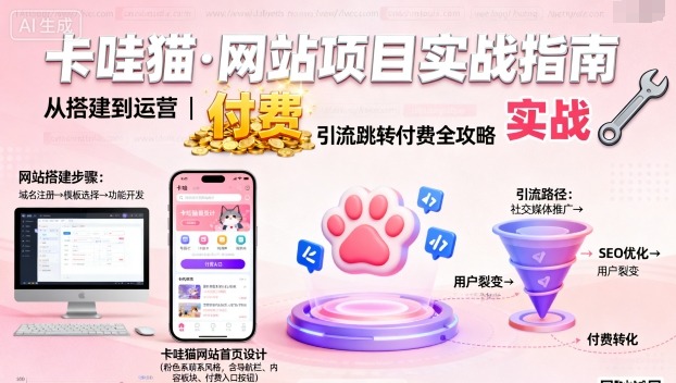 卡哇猫·网站项目，网站搭建与运营以及引流跳转付费|HOOK协议网