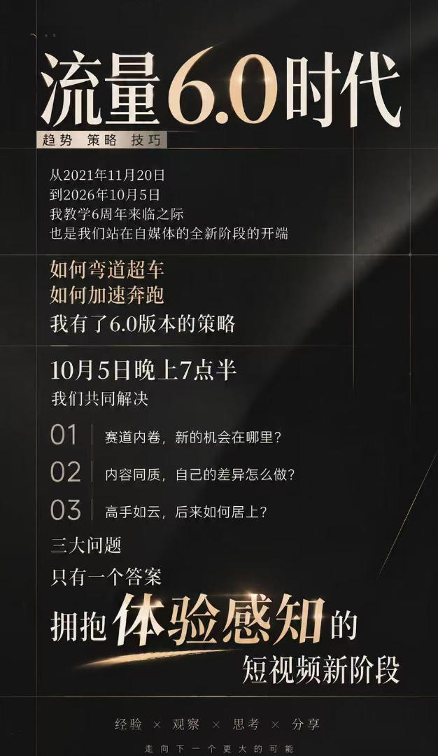流量6.0时代IP破局课：拆解流量1.0到6.0演变趋势+AI视觉辨识度+短视频内容实操策略|一人科技OPC聚合软件