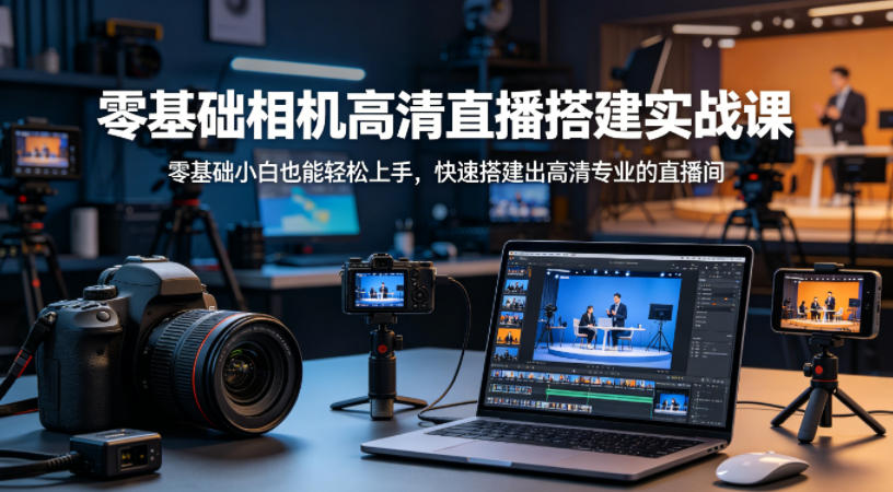 零基础相机高清直播间搭建实战课，小白也能轻松上手，快速搭建出高清专业的直播间|协议软件打粉软件