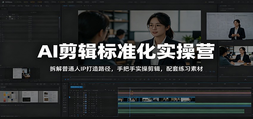 AI剪辑标准化实操营：拆解普通人IP打造路径，手把手实操剪辑，配套练习素材|一人科技公司导航