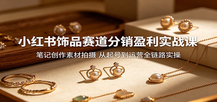 小红书饰品赛道分销盈利实战课：笔记创作素材拍摄，从起号到运营全链路实操|一人科技公司导航