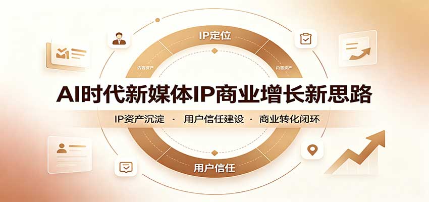 AI时代新媒体IP商业增长新思路：摒弃复杂运营套路，用极简思维打通获客路径|一人科技OPC聚合软件