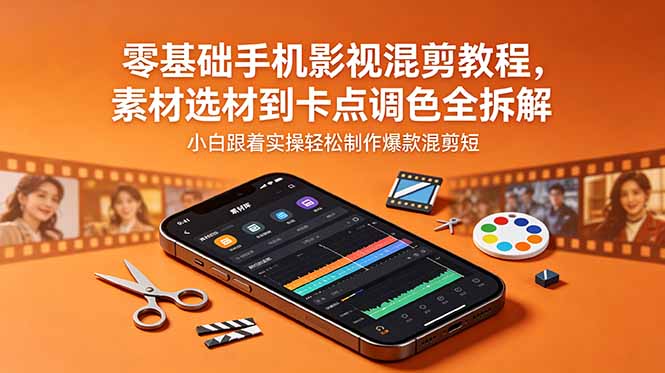零基础手机影视混剪教程，素材选材到卡点调色全拆解，小白跟着实操轻松制作爆款混剪短片|一人科技公司导航