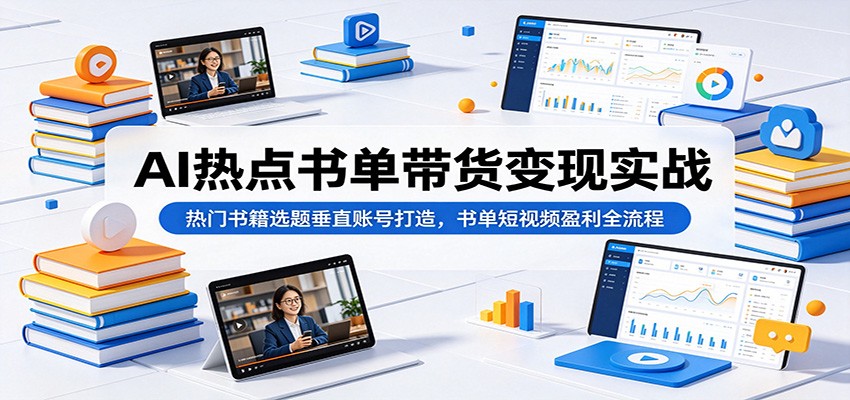 AI热点书单带货变现实战：热门书籍选题垂直账号打造，书单短视频盈利全流程|一人科技公司导航