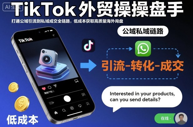 TikTok外贸操盘手，打通公域引流到私域成交全链路，低成本获取高质量海外询盘|HOOK协议网