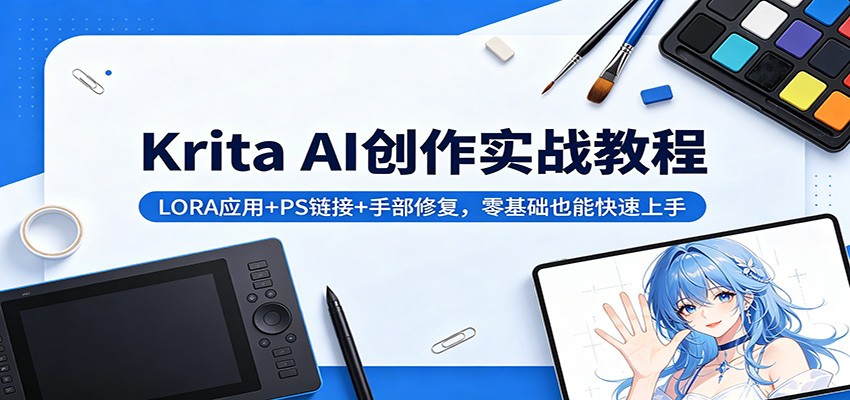 Krita AI创作实战教程：LORA应用+PS链接+手部修复，零基础也能快速上手|一人科技公司导航