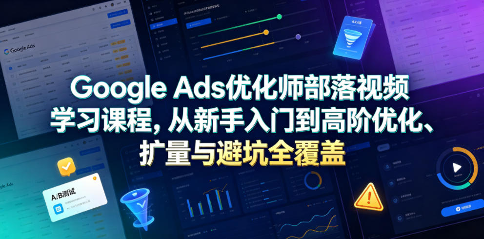 Google Ads优化师部落视频学习课程，从新手入门到高阶优化、扩量与避坑全覆盖(更新2026)|一人科技公司导航