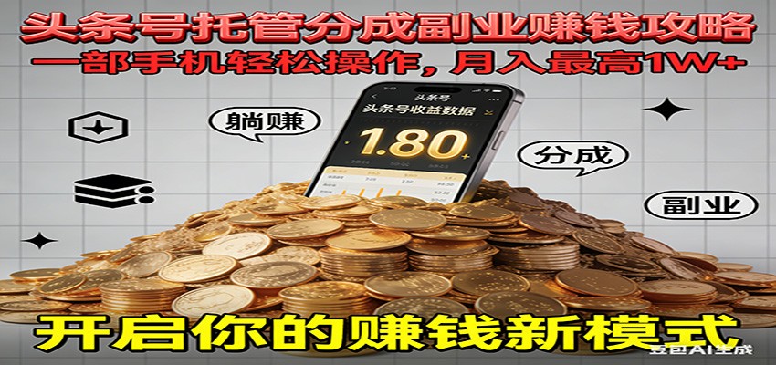 全程托管今日头条，一部手机就可以开干，最高躺赚1W+|HOOK协议网