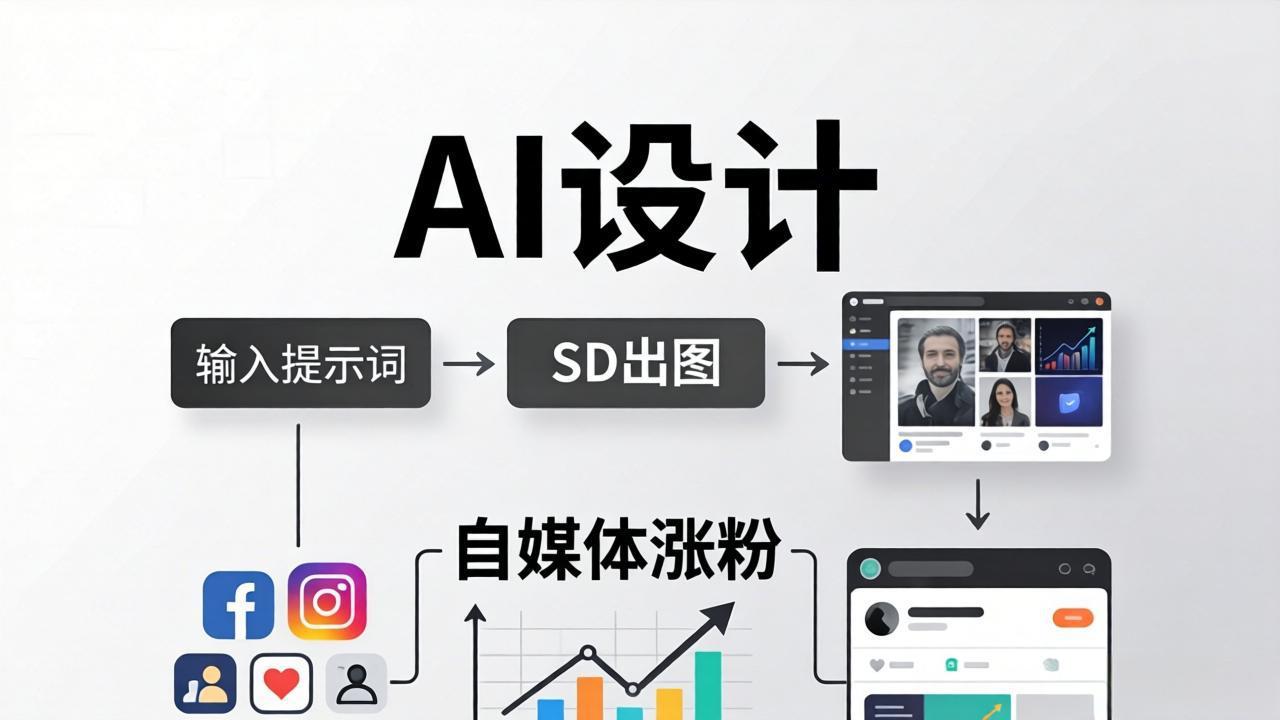 人人都是AI设计师：SD出图+自媒体涨粉一站教学，告别图文素材焦虑，AI设计让你轻松避开内卷|协议软件打粉软件
