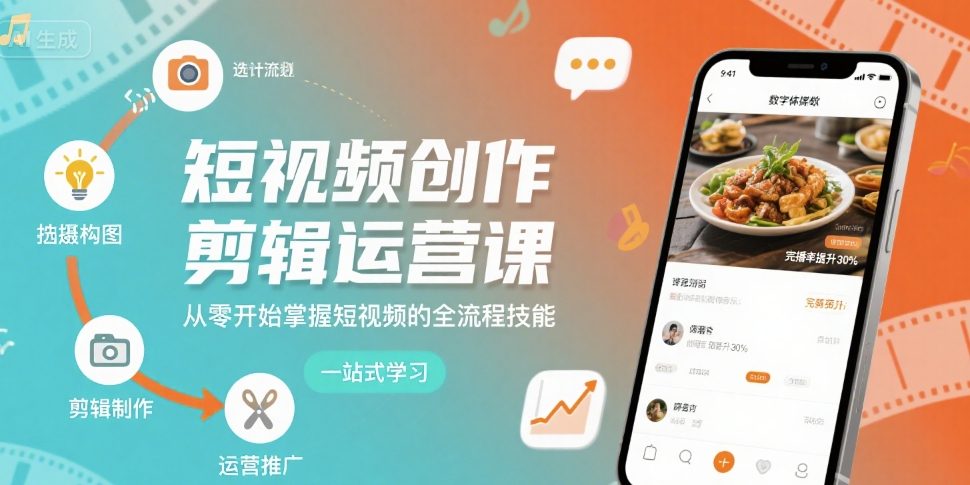 短视频创作剪辑运营课，从零开始掌握短视频的全流程技能|HOOK协议网
