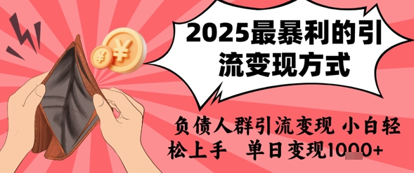 2025年最暴利的引流变现方式，负债人群引流变现，小白轻松上手，日入1k|HOOK协议网