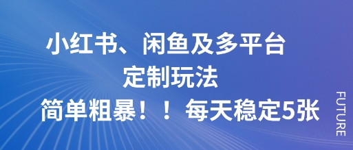 小红书、闲鱼及多平台定制玩法简单粗暴！每天稳定5张|HOOK协议网