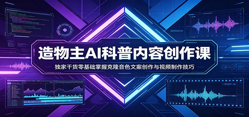 AI科普内容创作课：独家干货零基础掌握克隆音色文案创作与视频制作技巧|协议软件打粉软件