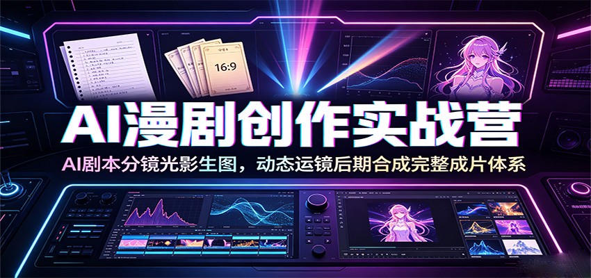 AI漫剧创作实战营：AI剧本分镜光影生图，动态运镜后期合成完整成片体系|一人科技OPC聚合软件