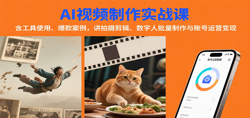 AI视频制作实战：含工具使用、爆款案例，讲拍摄剪辑、数字人批量制作与账号运营变现|HOOK协议网
