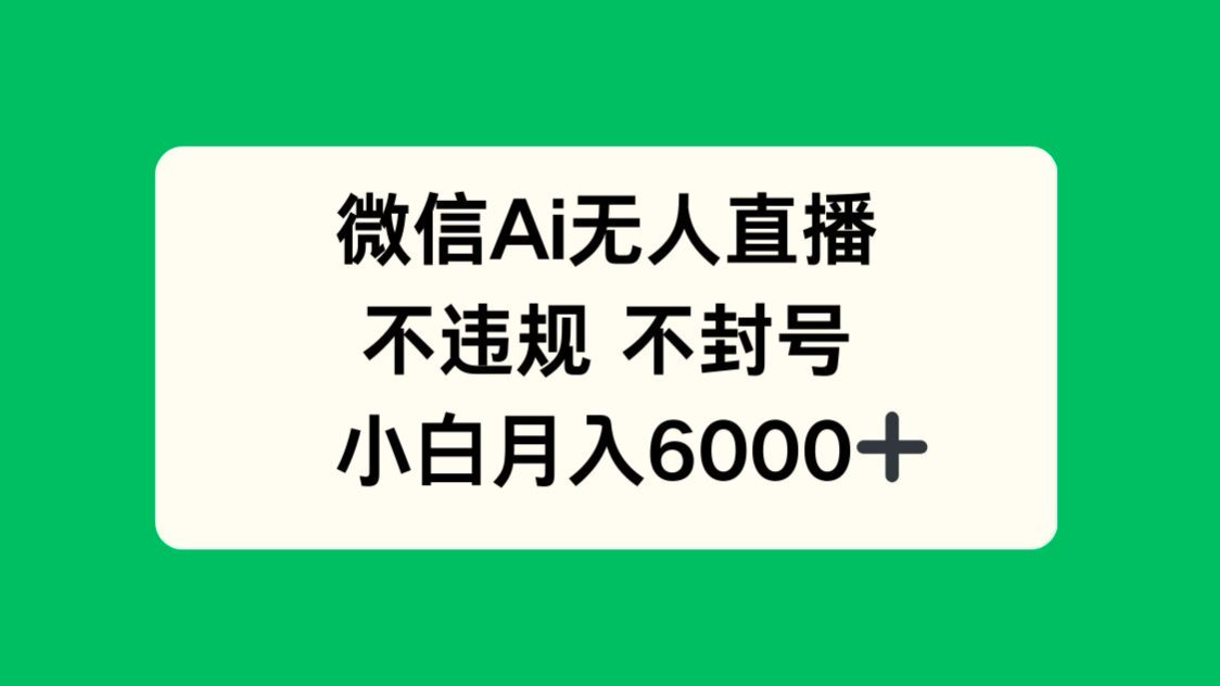 微信AI无人直播，不违规 不封号 ，小白月入6000+|HOOK协议网