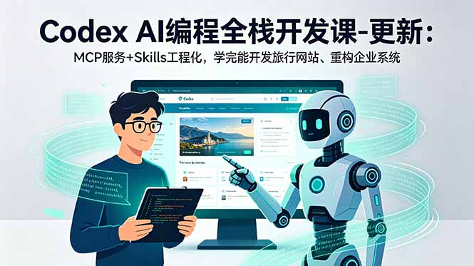 Codex AI编程全栈开发课-更新：MCP服务+Skills工程化，学完能开发旅行网站、重构企业系统|一人科技公司导航