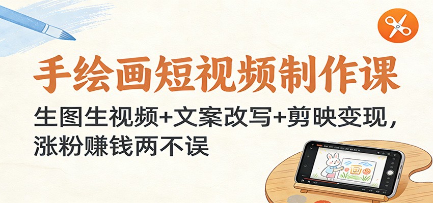 手绘画短视频制作课：生图生视频+文案改写+剪映变现，涨粉赚钱两不误|HOOK协议网