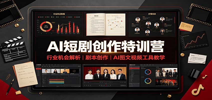 AI短剧创作特训营：行业机会解析，剧本创作，AI图文视频工具教学(文字版)|一人科技OPC聚合软件