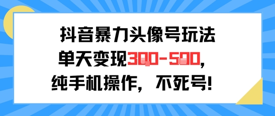 抖音暴力头像号玩法，单天变现3-5张纯手机操作，小白也能行|HOOK协议网
