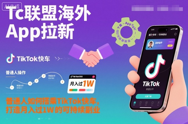Tc联盟海外App拉新：普通人如何搭乘TikTok快车，打造月入过1W的可持续副业|HOOK协议网