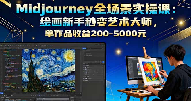 Midjourney全场景实操课：绘画新手秒变艺术大师，单作品收益200-5000元|HOOK协议网
