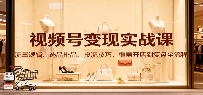 视频号变现实战课：流量逻辑、选品排品、投流技巧，覆盖开店到复盘全流程|HOOK协议网