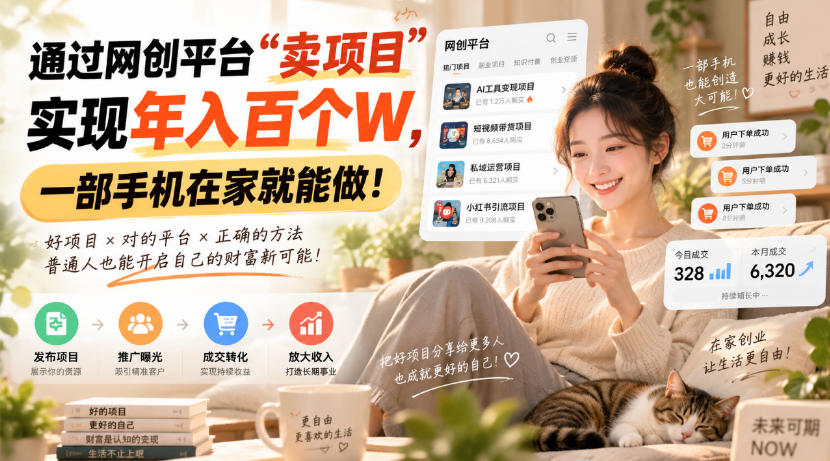 靠卖网创项目变现，一年拿下百万收益！一台手机就能操作！|一人科技OPC聚合软件