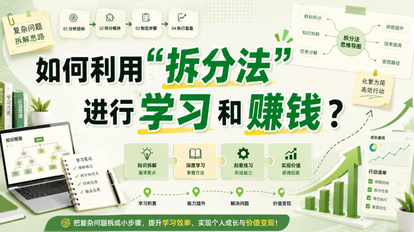 付费文章：如何利用“拆分法”进行学习和賺钱？|一人科技OPC聚合软件