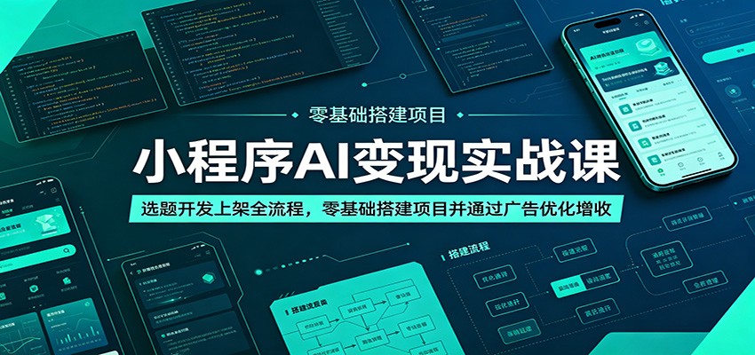 小程序AI变现实战课：选题开发上架全流程，零基础搭建项目并通过广告优化增收|一人科技公司导航