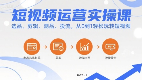 短视频运营实操课，选品、剪辑、测品、投流，从0到1轻松玩转短视频|HOOK协议网