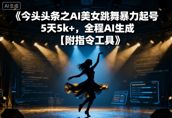 今日头条之AI美女跳舞暴力起号，5天1k+，全程AI生成【附指令工具】|HOOK协议网