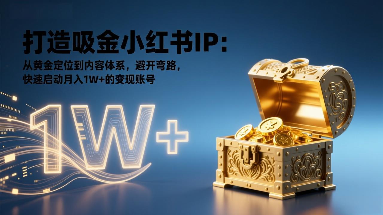 打造吸金小红书IP：从黄金定位到内容体系，避开弯路，快速启动月入1W+的变现账号|HOOK协议网