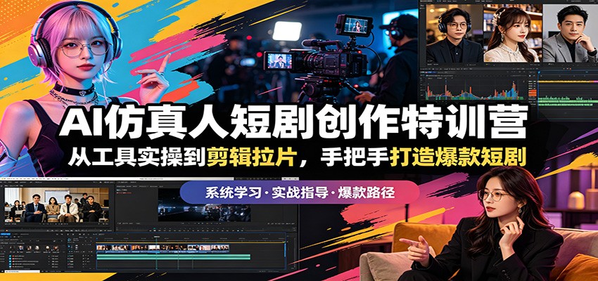 AI仿真人短剧创作特训营：从工具实操到剪辑拉片，手把手打造爆款短剧|一人科技公司导航