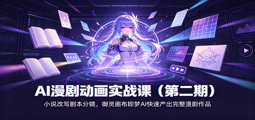 AI漫剧动画实战课(第二期)：小说改写剧本分镜，御灵画布即梦AI快速产出完整漫剧作品|一人科技OPC聚合软件