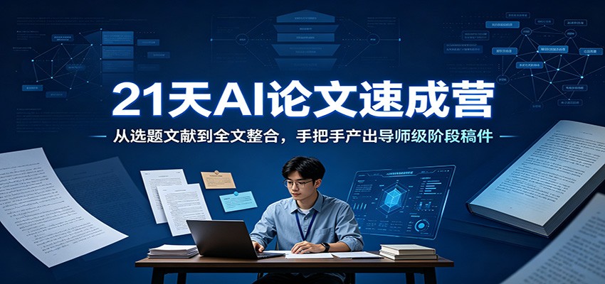 21天AI论文速成营：从选题文献到全文整合，手把手产出导师级阶段稿件|一人科技OPC聚合软件