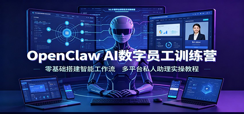 OpenClaw AI数字员工训练营：零基础搭建智能工作流，多平台私人助理实操教程|一人科技OPC聚合软件