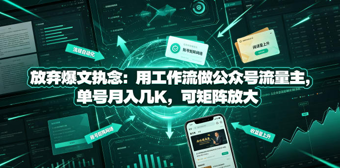 放弃爆文执念：用工作流做公众号流量主，单号月入几K，可矩阵放大|一人科技OPC聚合软件