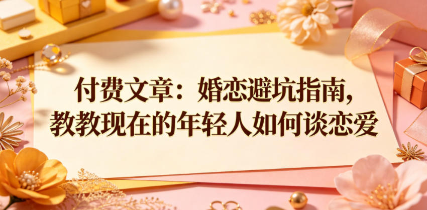 付费文章：婚恋避坑指南，教教现在的年轻人如何谈恋爱|一人科技公司导航