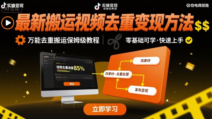 最新搬运视频去重变现方法，万能去重搬运保姆级教程|HOOK协议网