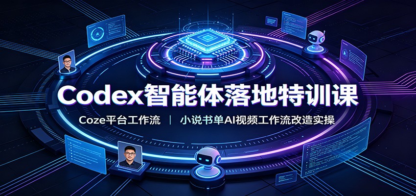 Codex智能体落地特训课：Coze平台工作流，小说书单AI视频工作流改造实操|一人科技OPC聚合软件