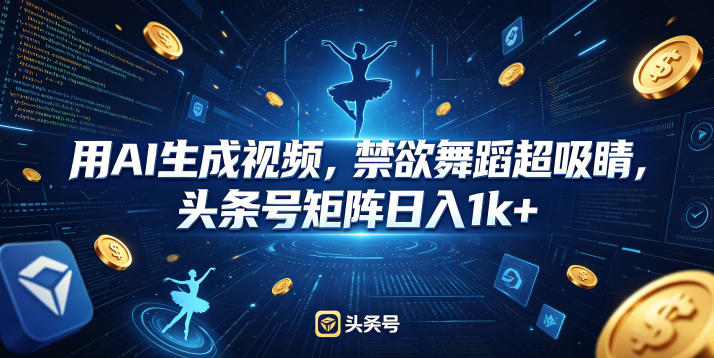 用AI生成视频，禁欲舞蹈超吸睛，头条号矩阵日入1k+|一人科技公司导航