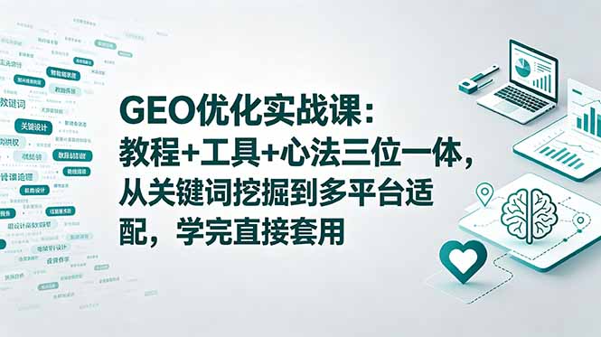 GEO优化实战课：教程+工具+心法三位一体，从关键词挖掘到多平台适配，学完直接套用|一人科技公司导航