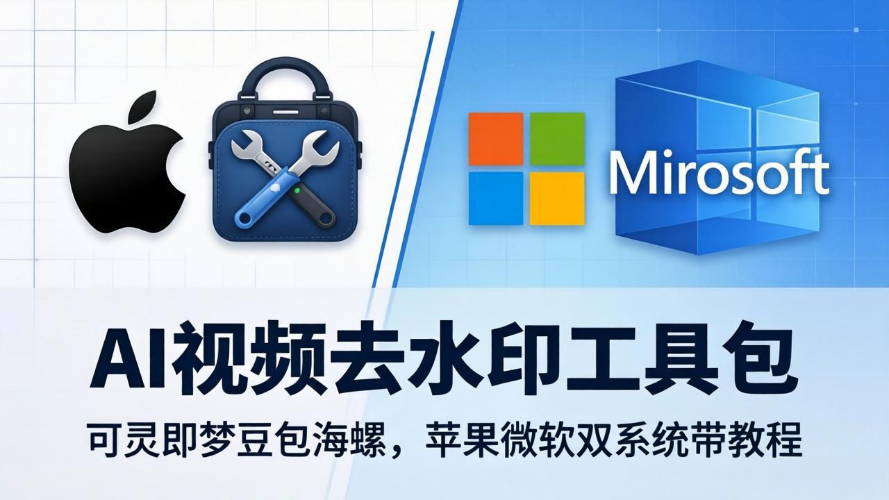 AI视频去水印工具包：可灵即梦豆包海螺，苹果微软双系统带教程|协议软件打粉软件