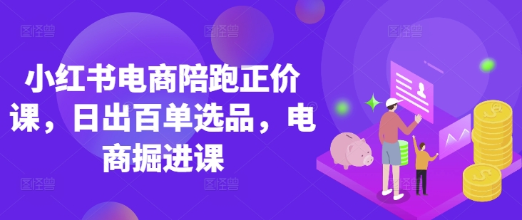 小红书电商陪跑正价课，小红书官方认证电商讲师教学，日出百单选品，电商掘进课|HOOK协议网