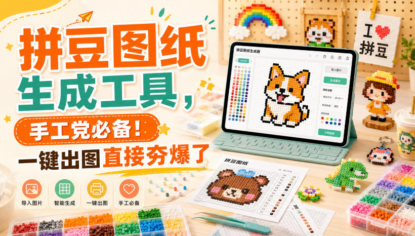 拼豆图纸生成工具，手工党必备！一键出图直接夯爆了|一人科技OPC聚合软件
