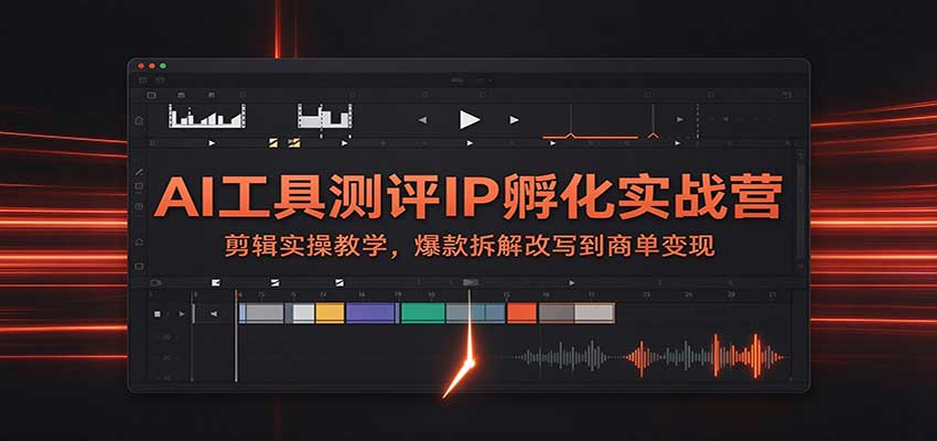 AI工具测评IP孵化实战营：剪辑实操教学，爆款拆解改写到商单变现|一人科技OPC聚合软件