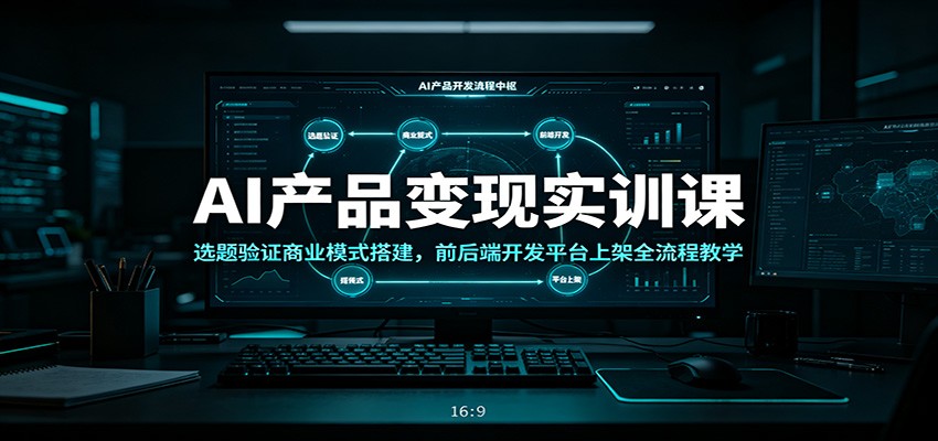 AI产品变现实训课：选题验证商业模式搭建，前后端开发平台上架全流程教学|一人科技OPC聚合软件