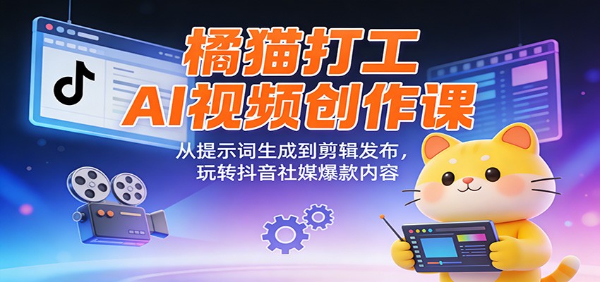 图片[1]|橘猫打工AI视频创作课：从提示词生成到剪辑发布，玩转抖音社媒爆款内容|HOOK协议网