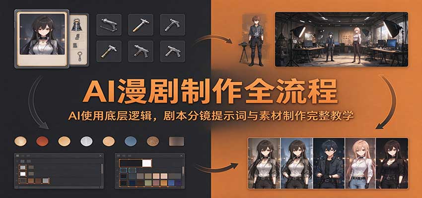 AI漫剧制作全流程：AI使用底层逻辑，剧本分镜提示词与素材制作完整教学|一人科技OPC聚合软件